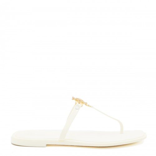 IVORY AND GOLD RUBBER ROXANNE JELLY FLATS 