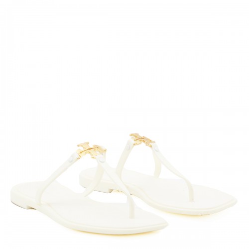 IVORY AND GOLD RUBBER ROXANNE JELLY FLATS 