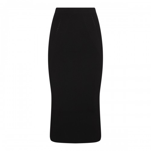 BLACK WOOL BLEND SKIRT
