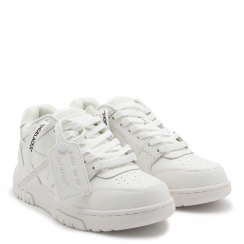 WHITE AND WHITE LEATHER PUT OF OFFICE SNEAKERS