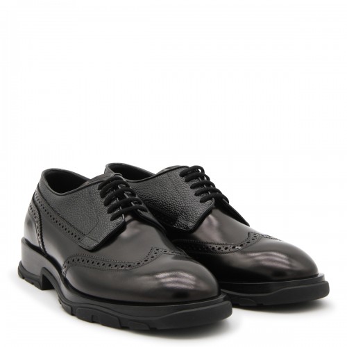 BLACK LEATHER LACE UP SHOES 2