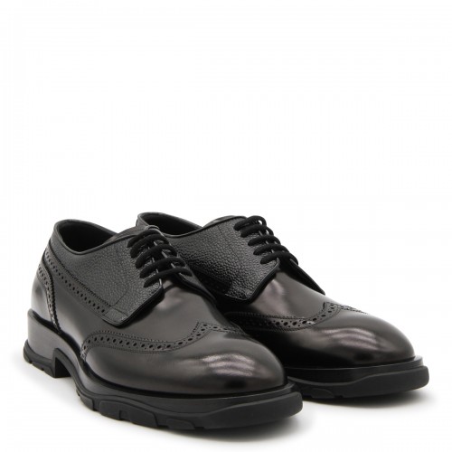 BLACK LEATHER LACE UP SHOES