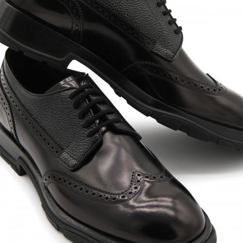 BLACK LEATHER LACE UP SHOES