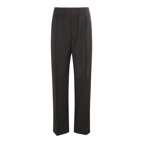 BLACK WOOL LOOSE FIT TROUSERS