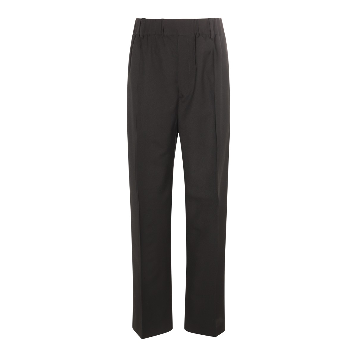 BLACK WOOL LOOSE FIT TROUSERS 