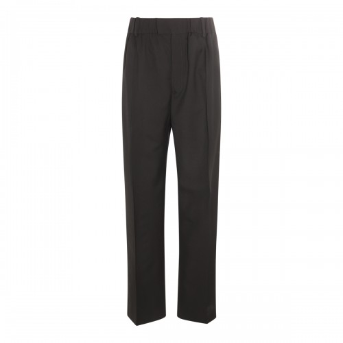 BLACK WOOL LOOSE FIT TROUSERS 