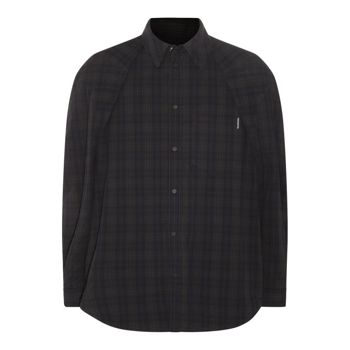 GREY COTTON CHECK OVERSIZE SHIRT 