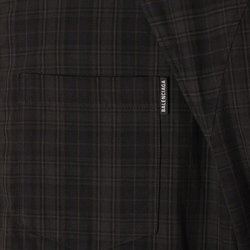 GREY COTTON CHECK OVERSIZE SHIRT 