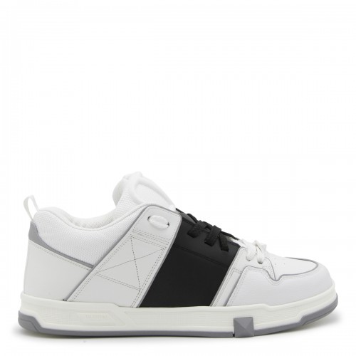 WHITE AND BLACK LEATHER VL7N SNEAKERS