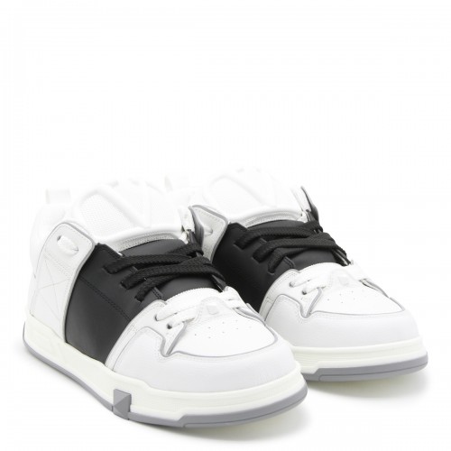 WHITE AND BLACK LEATHER VL7N SNEAKERS