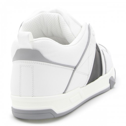 WHITE AND BLACK LEATHER VL7N SNEAKERS