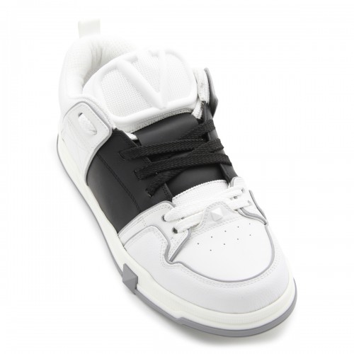 WHITE AND BLACK LEATHER VL7N SNEAKERS