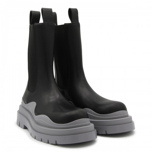 BLACK AND VAPOR LEATHER CHELSEA TIRE BOOTS 