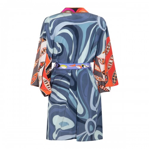 BLUE MULTICOLOUR SILK CAPE