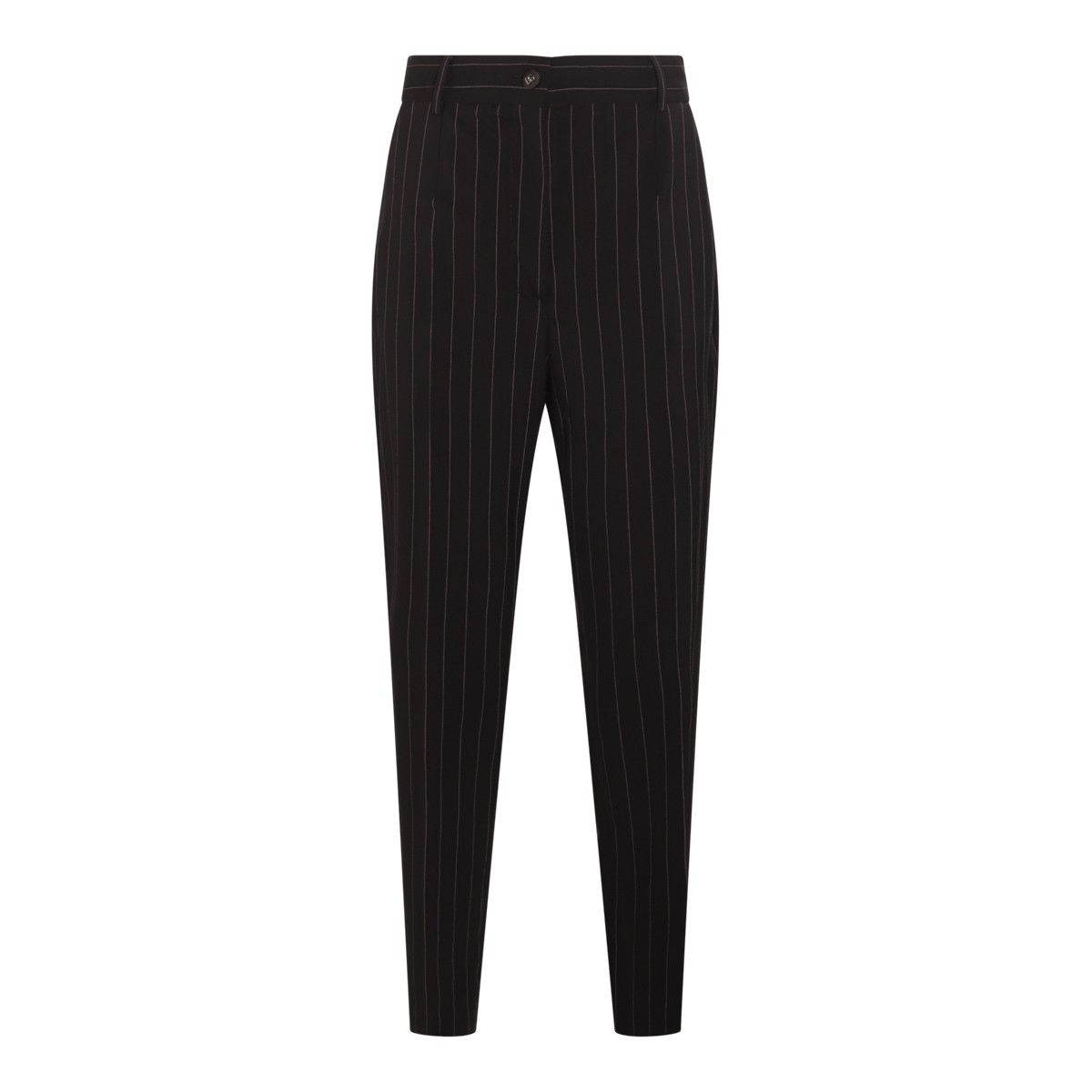 GREY WOOL STRETCH PINSTRIPE PANTS 