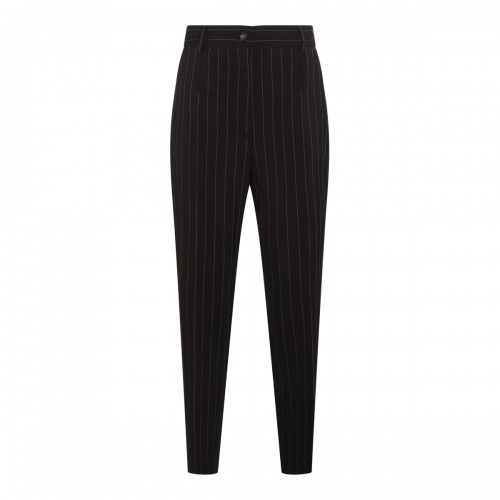 GREY WOOL STRETCH PINSTRIPE PANTS 