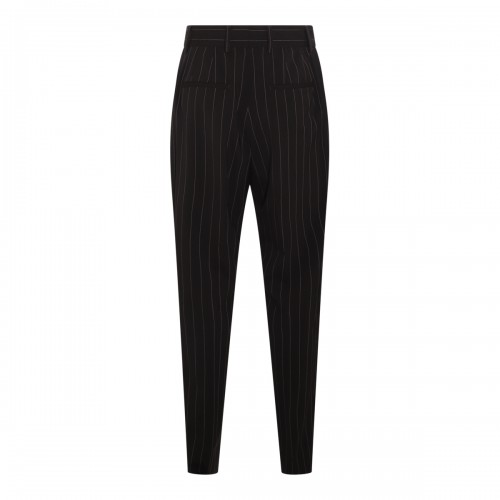 GREY WOOL STRETCH PINSTRIPE PANTS 