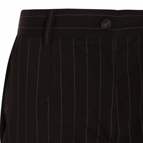 GREY WOOL STRETCH PINSTRIPE PANTS 