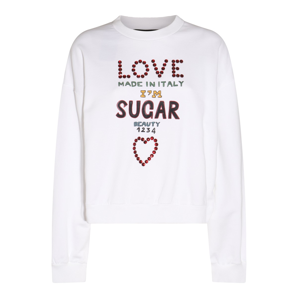 WHITE MULTICOLOUR COTTON SWEATSHIRT