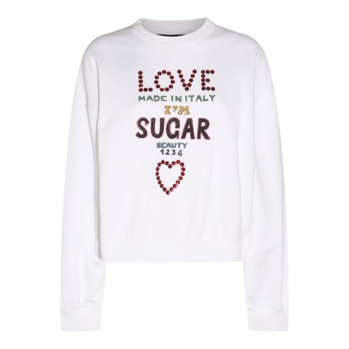 WHITE MULTICOLOUR COTTON SWEATSHIRT