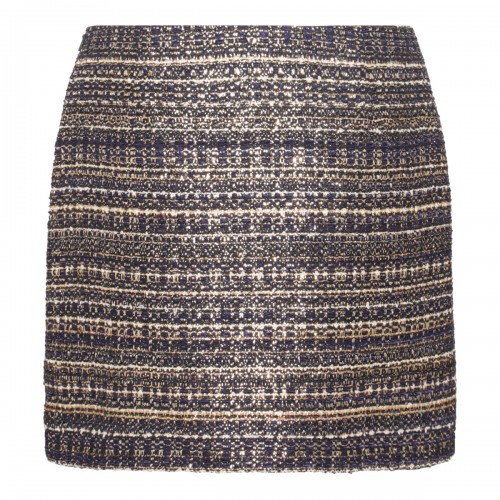 BLUE VISCOSE BLEND TWEED MINI SKIRT