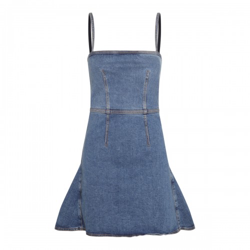 BLUE COTTON BLEND DENIM  DRESS