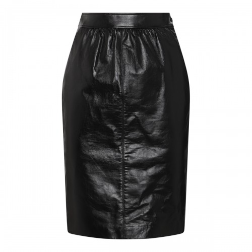 BLACK LEATHER PENCIL SKIRT 