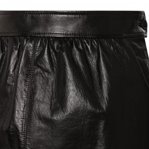 BLACK LEATHER PENCIL SKIRT 