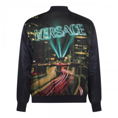 BLACK AND MULTICOLOUR CITY LIGHTS BOMBER JACKET 