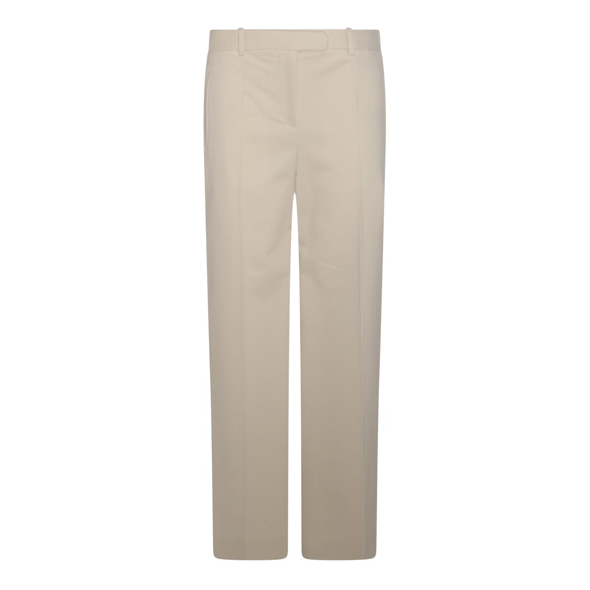 SAND COTTON AND VIRGIN WOOL BLEND PANTS