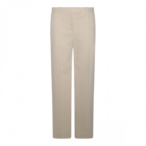 SAND COTTON AND VIRGIN WOOL BLEND PANTS