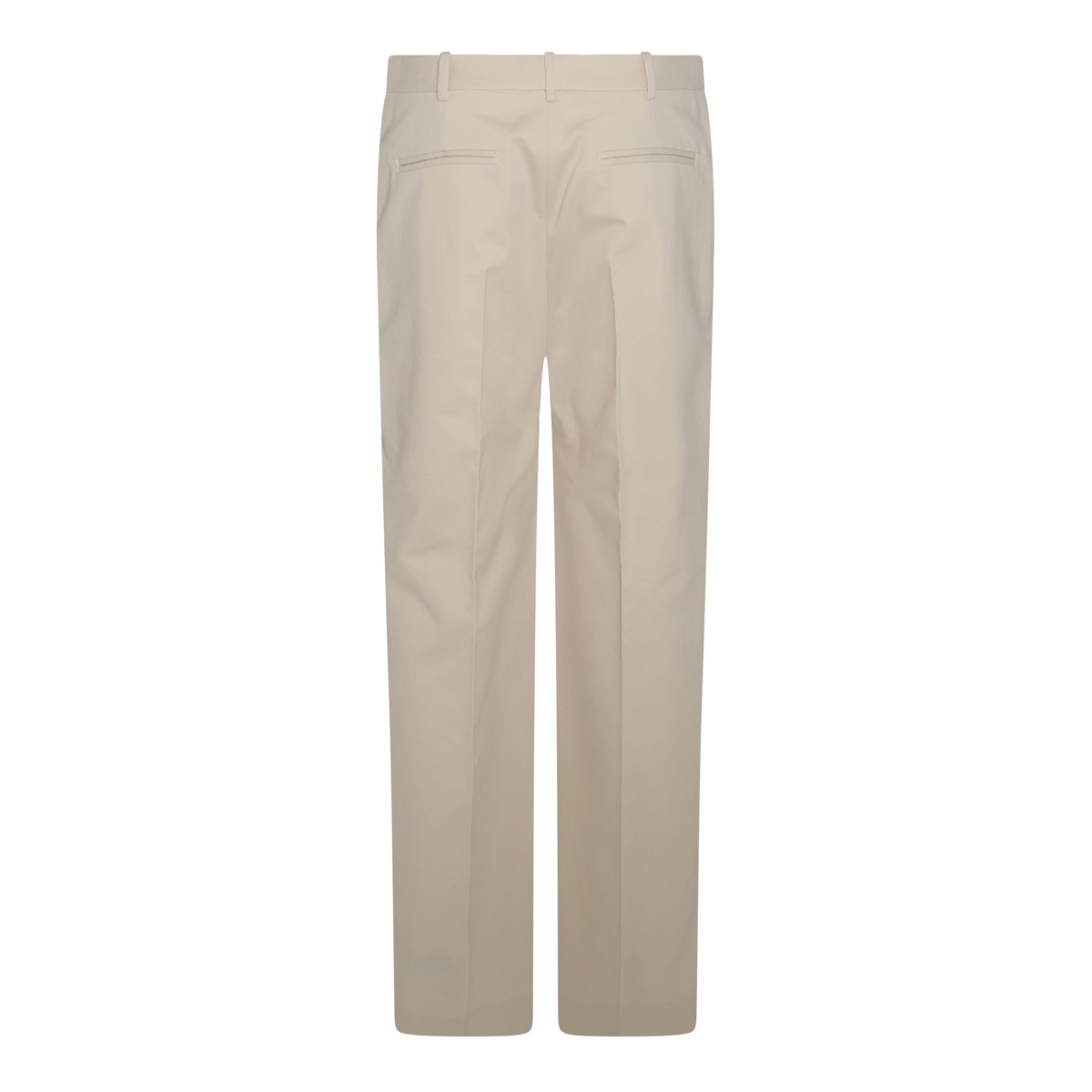 SAND COTTON AND VIRGIN WOOL BLEND PANTS