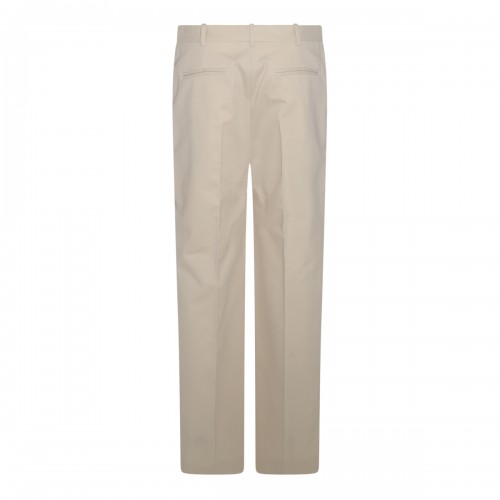 SAND COTTON AND VIRGIN WOOL BLEND PANTS