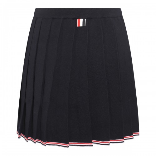 NAVY VIRGIN WOOL PLEATED SKIRT