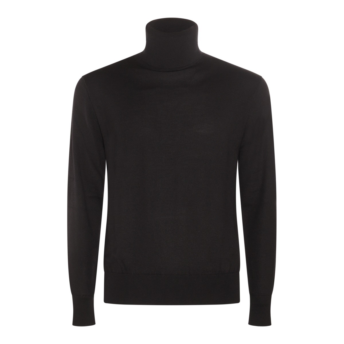 BLACK WOOL AND CASHMERE SWEATER