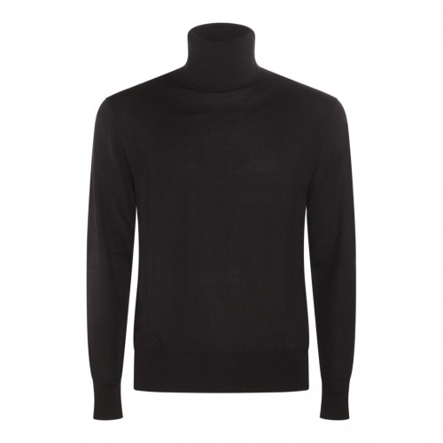 BLACK WOOL AND CASHMERE SWEATER