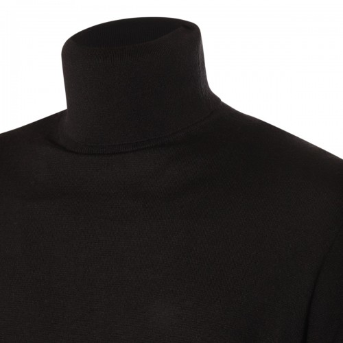 BLACK WOOL AND CASHMERE SWEATER