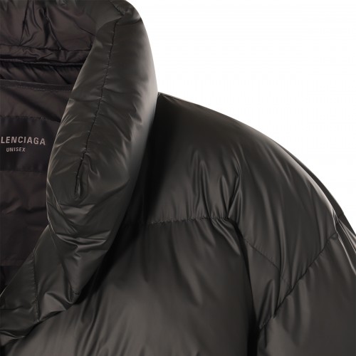 BLACK PUFFER WRAP DOWN JACKET