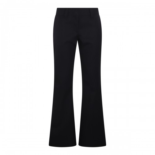 NAVY BLUE WOOL BLEND FLARED PANTS 