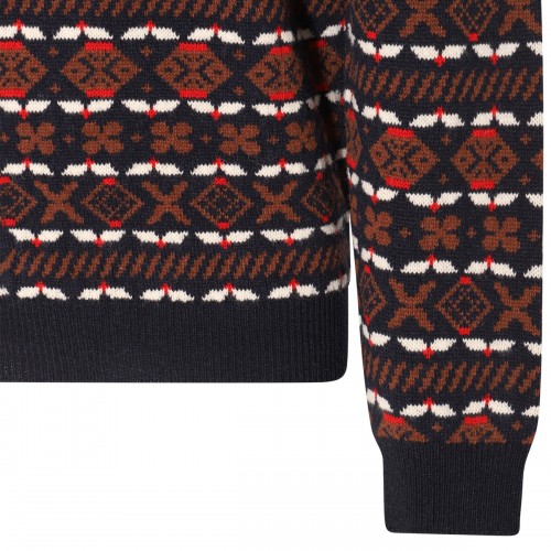 DARK BLUE MULTICOLOUR WOOL JUMPER