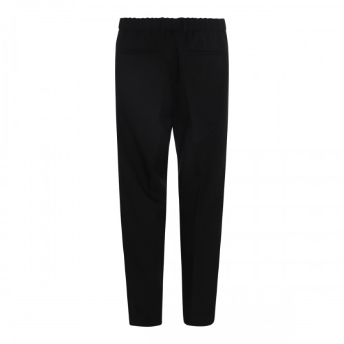 BLACK COTTON BLEND TROUSERS