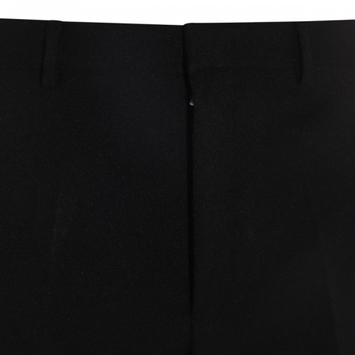 BLACK COTTON BLEND TROUSERS