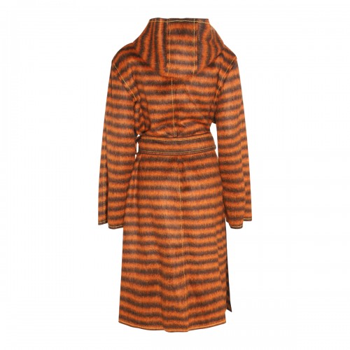 ORANGE MOHAIR AND VIRGIN WOOL BLEND STRIPE COAT