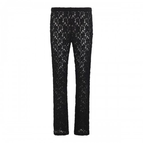 BLACK SILK LACE PANTS