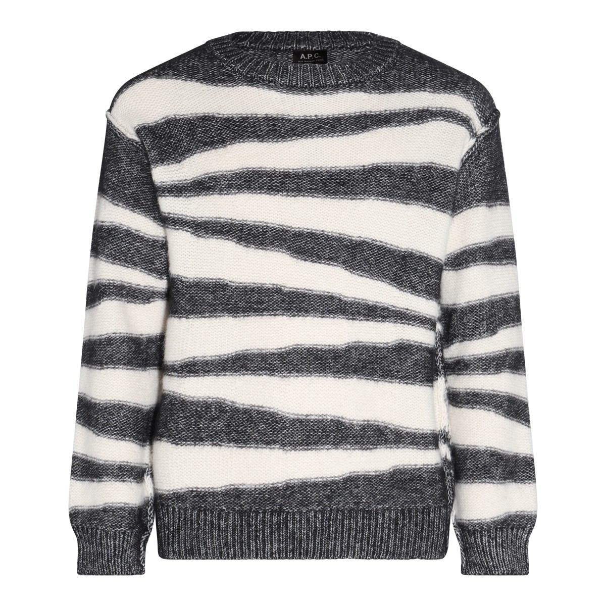 GREY AND WHITE COTTON-WOOL BLEND JUMPER