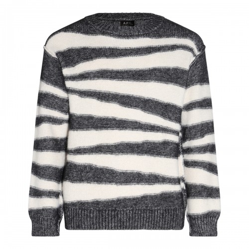 GREY AND WHITE COTTON-WOOL BLEND JUMPER