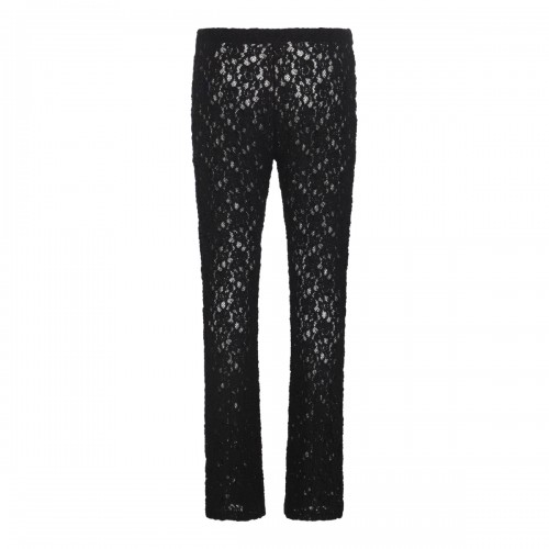 BLACK SILK LACE PANTS