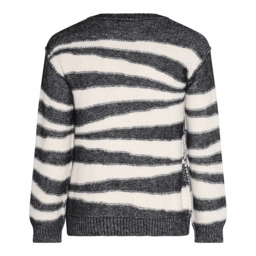 GREY AND WHITE COTTON-WOOL BLEND JUMPER