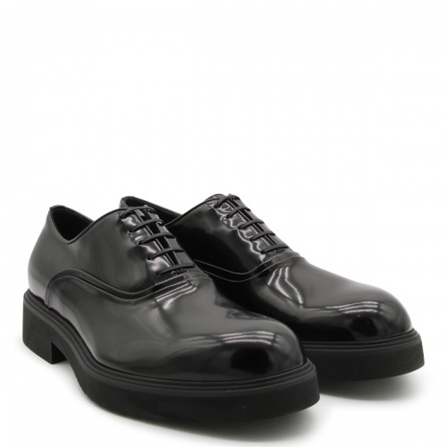 BLACK LEATHER LACE UP SHOES