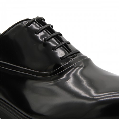 BLACK LEATHER LACE UP SHOES